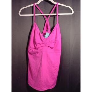 Athleta Smocked Triangle Tankini Hot Pink Swim Top Women’s Large